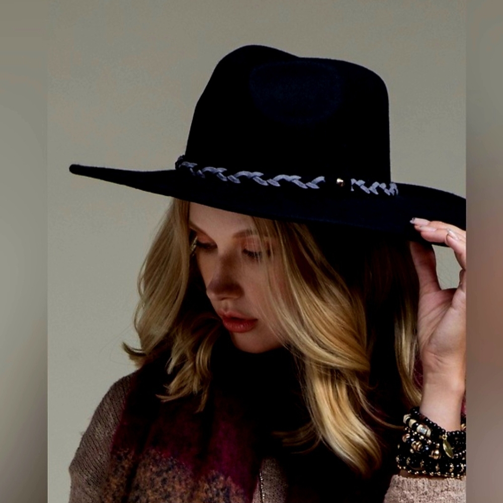 Stylish Black Women's Hat with Braided Accent
